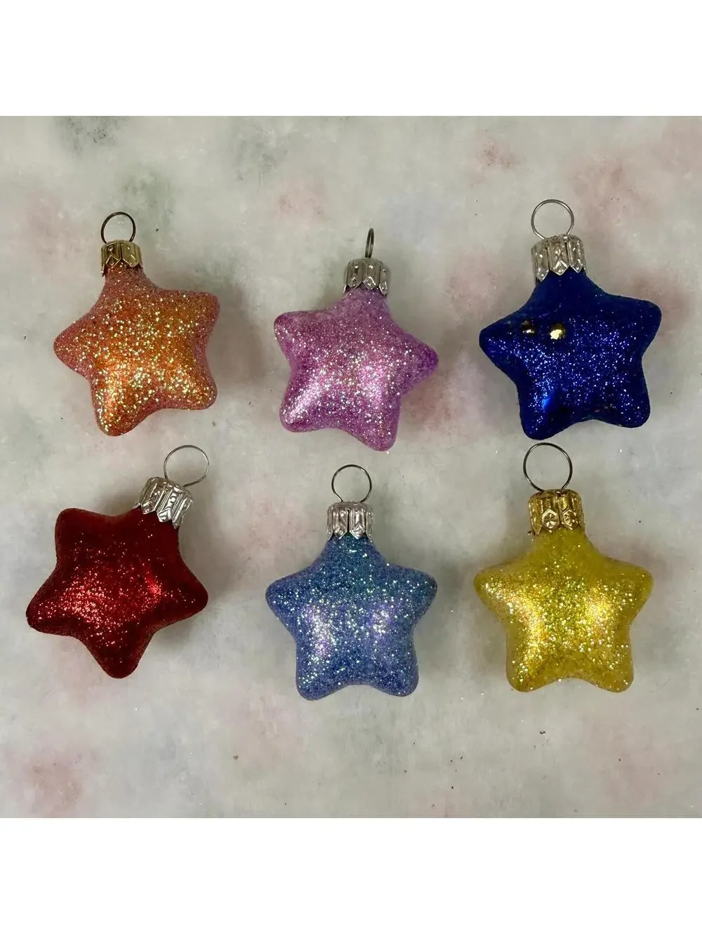 Lil Stars Glitter Glass Hallmark Ornaments - Set of 6